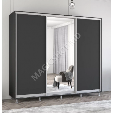 Dulap Aron (2.4m – 2.7m) uși glisante din oglindă și PAL